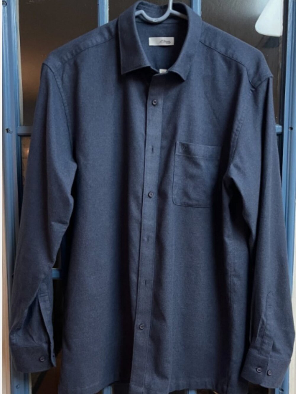 S.T. Dupont Classics – Men Size 105/L – Blue Long Sleeve Shirt